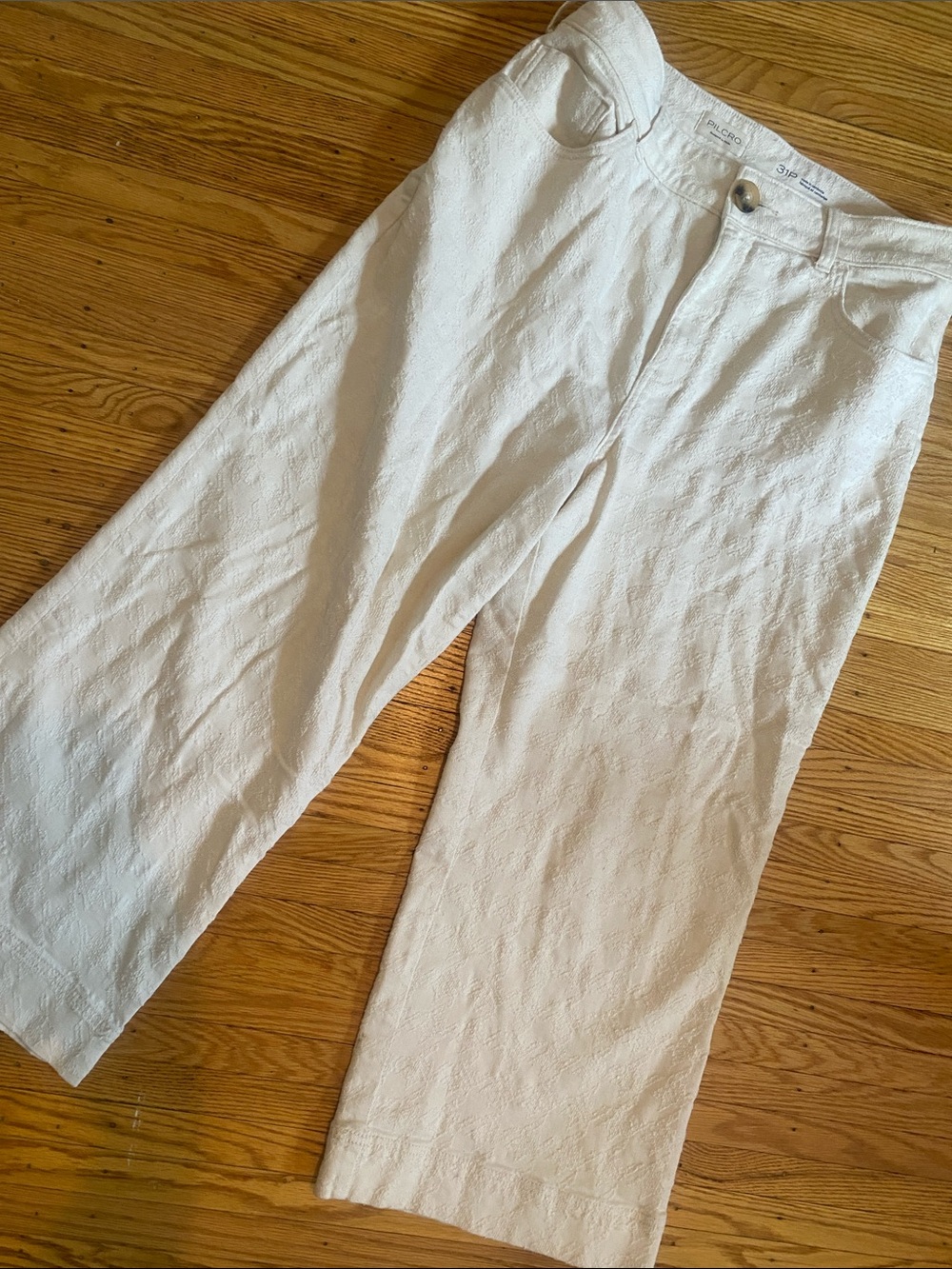 Pilcro White Wide-Leg Textured Pants